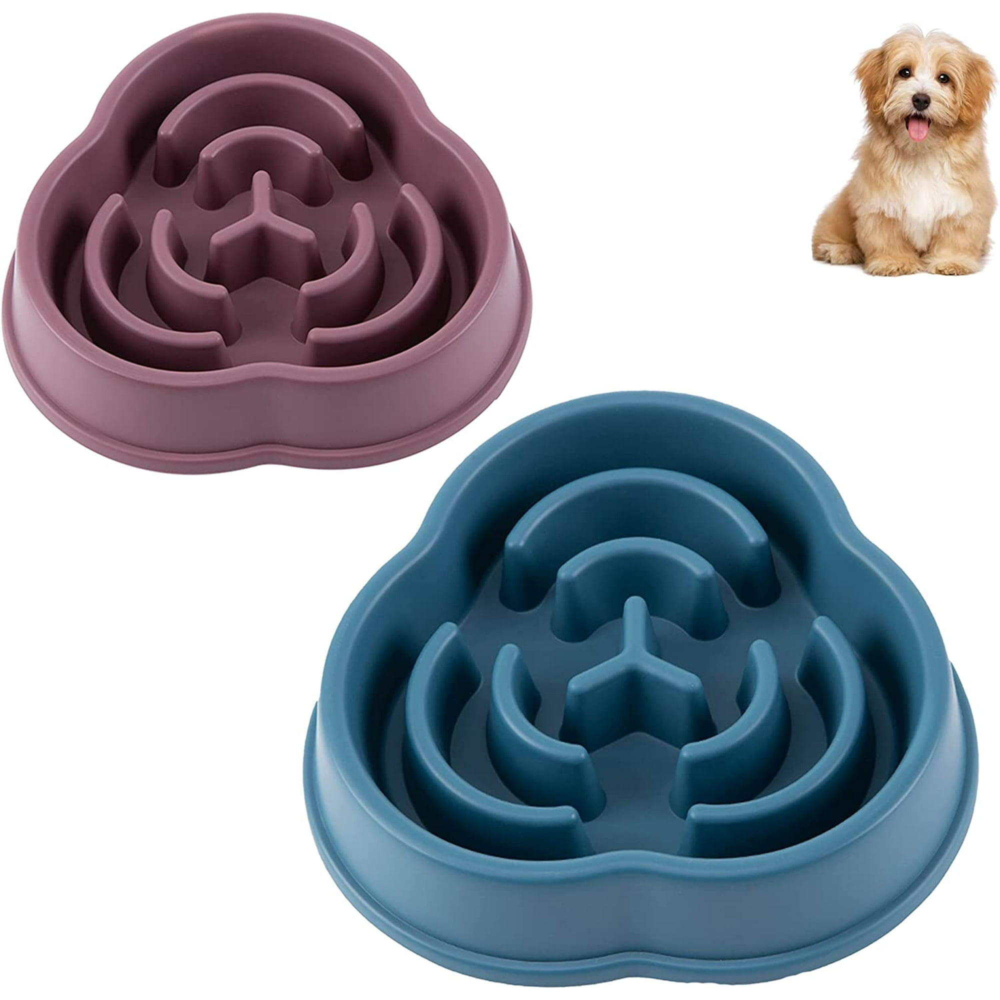 GHSDFBB Slow Feeder Dog Bowl Anti Gulping Preventing Choking Puzzle Dog Food Bowls Non Slip Pet Slower Food Feeding Dishes for Small to Medium Dogs Blue Purple Walmart