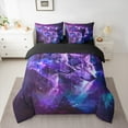 thumbnail image 2 of jejeloiu Safari Wolves 7-Piece Bedding Comforter Set,Jungle Wildlife King Bedding Sets,Purple Starry Sky Bed Sheets For Kids Teens,Super Cozy Room Decor Reversible, 2 of 8