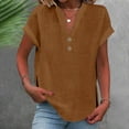 thumbnail image 2 of CHICLOOM Under $9 T Shirts for Women Short Sleeve Fashionable Casual V Neck Button Slit Womens Tops Plus Size XXL, 2 of 8
