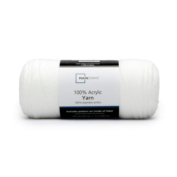 Mainstays 100 Acrylic Yarn 7 oz, Medium, White