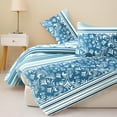 thumbnail image 6 of Exclusivo Mezcla 3-Piece Boho Striped Queen Size Comforter Set, Microfiber Bedding Down Alternative Comforter for All Seasons with 2 Pillow Shams, Blue, 6 of 8