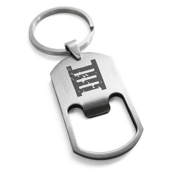 Stainless Steel Ancient Tribal Morality Rune Engraved Bottle Opener Dog Tag Keychain Keyring