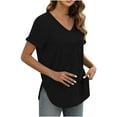 thumbnail image 4 of Patlollav Women Tees Under $10,Short Sleeve Tops for Women V Neck Solid Summer Tshirts Seamed Rolled Sleeve Shirts Casual Tops, 4 of 6
