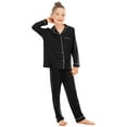 thumbnail image 4 of LUOGENLI Pajamas Girls Christmas Pajamas Size 14-16 Black Unisex Toddler Pajama Set Long Sleeve & Pants Comfortable Fabric Button up Collar Loose Fit Homewear Black 8-9 Years, 4 of 6