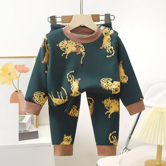 TAGOLD Kids Toddler Casual 2 Piece Outfits Set,Boys Girls Long Sleeve Winter Sets,Children's Round Neck Long Sleeved Elastic Waisted Pants With Home Suit Set,12 Months