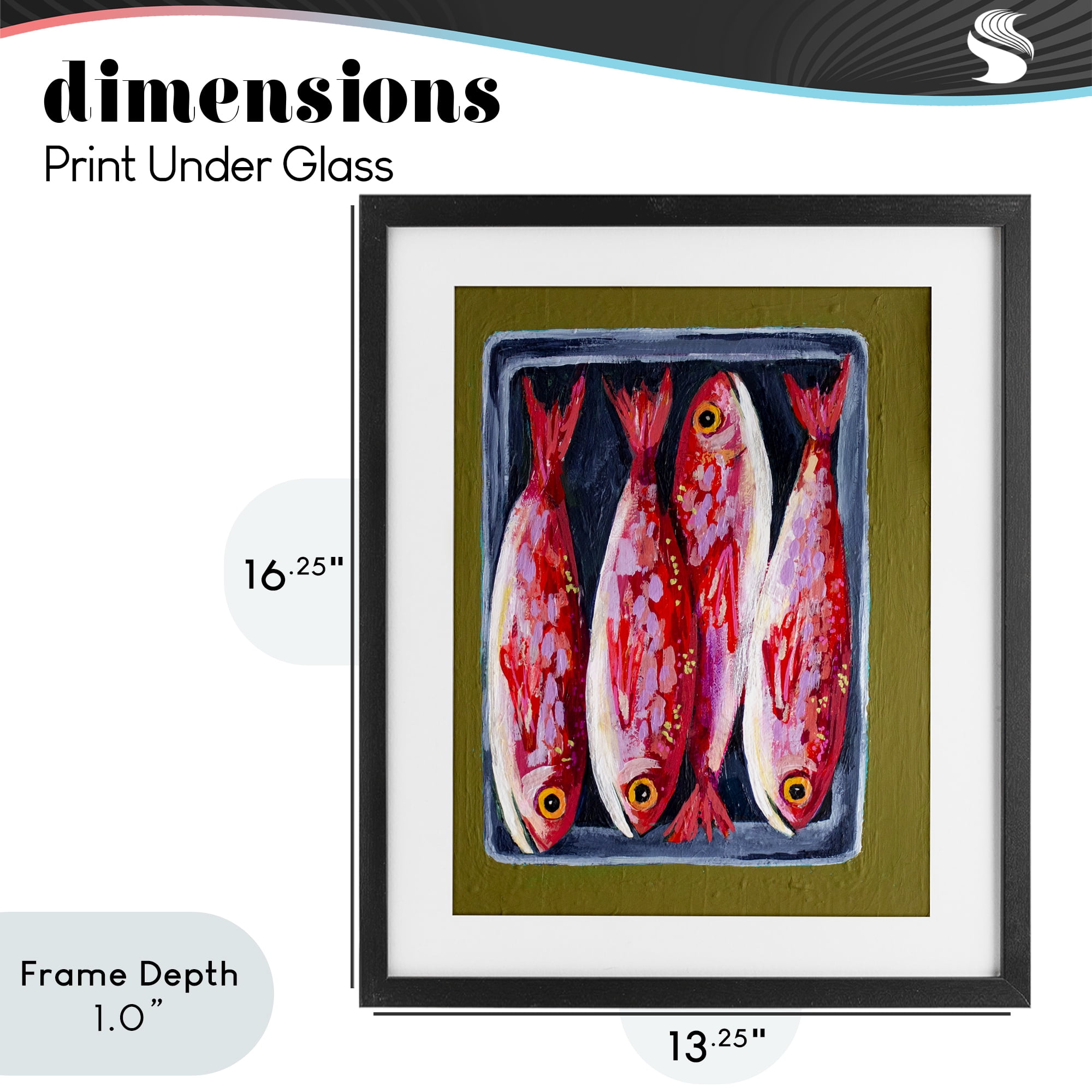 Stupell Industries Red Fish on a Platter Black Framed Print Under Glass, design by Rachel Nerney