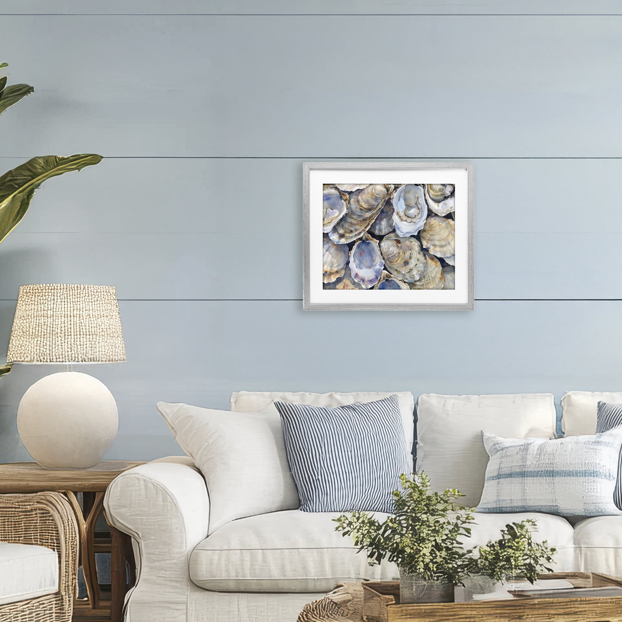 Stupell Industries Oyster Shellabration Pile Gray Framed Print Under Glass, design by Heidi Kuntz