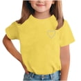thumbnail image 6 of Girls Yellow Sequin Heart Sparkle Rhinestone Glitter Stretchy Short Sleeve Crew Neck T-Shirt Ages 2-12,Size 9-10T, 6 of 7