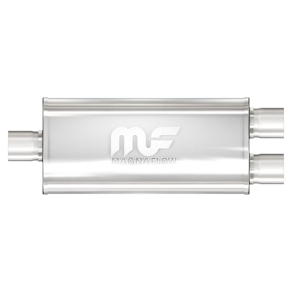 MagnaFlow 5in x 8in Oval Center/Dual Straight-Through Performance Muffler Exhaust Satin Finish 12298