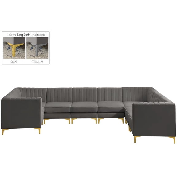 Meridian Furniture Alina Grey Velvet Modular Sectional
