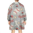 thumbnail image 2 of Baseball Silhouette Pattern Wearable Oversized Blanket,Wearable Blanket Hoodie for Adults,Cozy Hooded Blankets with Super Pockets,Super Warm Fuzzy Pullover for Women & Men, 2 of 6