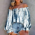 thumbnail image 2 of JINMGG Fall Long Sleeve Shirts for Women, Womens Summer Fall Tops 2024 Women's Summer Casual Printing Long Sleeve Off-The-Shoulder Tops Loose Blouses, 2 of 6