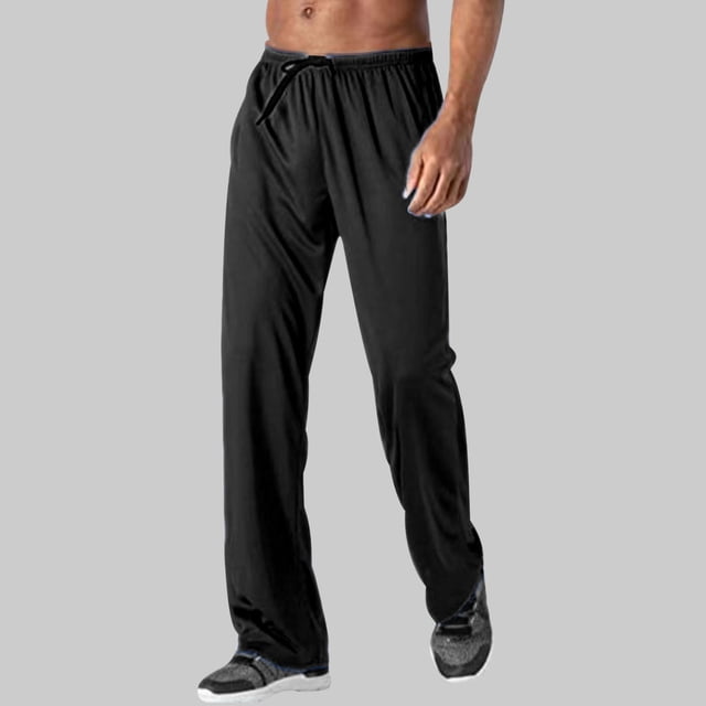 Pantalones deportivos rectos y elegantes para hombre, de longitud completa, lisos, holgados e informales, de poliéster