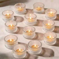 Lumikrypt 12Pcs Glass Tealight Candle Holder,Tea Candle Holders,Glass Votive Candle Holder for Table Centerpieces,Parties, Weddings and Home Deco,2.2 x 1.4 Inch