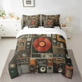 thumbnail image 2 of Music Comforter Black Musical Instrument Bed In A Bag Retro Pop Music Bedding Set 7 Pieces Full Hippie Art Sheet Set, 2 of 5