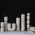 thumbnail image 3 of 7Pc Large Pillar Candle Set Aesthetic Candles Modern Home Decor Ribbed Candle Set Elegant Handmade Housewarming Gift Living Room Shelf Decor Minimalist Soy Wax Bubble Candle  Boho Decor, 3 of 10
