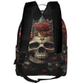 thumbnail image 3 of Lsque Classical Rose Crown Skull Pattern Backpack – School Travel Canvas Daypack with Ergonomic Padded Straps, Multiple Compartments & Leather Handle, 3 of 5