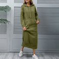 thumbnail image 5 of Bovxnpu Women Long Sleeve Dresses Plus Size Dresses, Plus Size Fall Dresses Knit Hooded Fleece Lined Sweatshirt Dress Casual Long Sleeve Dress for Women Spring Fall Outfits, 5 of 8