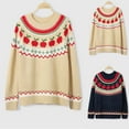 thumbnail image 2 of Zhanying Chandails de Fête pour Femmes Hiver Tricot Noir Chandail pour Femmes Rouge Col Rond Christmas Sweater, 2 of 8