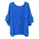thumbnail image 2 of Camisas bonitas,Blusa corta con mangas de encaje para mujer, cuello redondo, manga corta, camisa informal de poliéster, corte holgado para uso diario, sopatenor, 2 of 4