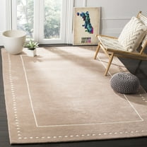 SAFAVIEH Bella Danita Plain Dotted Bordered Wool Area Rug, Beige/Ivory, 5' x 8'