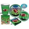 Football Theme Party Supplies Pack for 16 People, Includes 16 Large Plates, 16 Small Plates, 16 Napkins, 16 Cups & 2 Table Covers - Perfect for Gameday or Birthday
