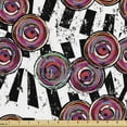 thumbnail image 1 of Abstract Fabric by the Yard, Musical Keyboard Instrument Intertwined Circles Grunge Style Pattern, Decorative Upholstery Fabric for Chairs & Home Accents, White and Multicolor by Ambesonne, 1 of 5