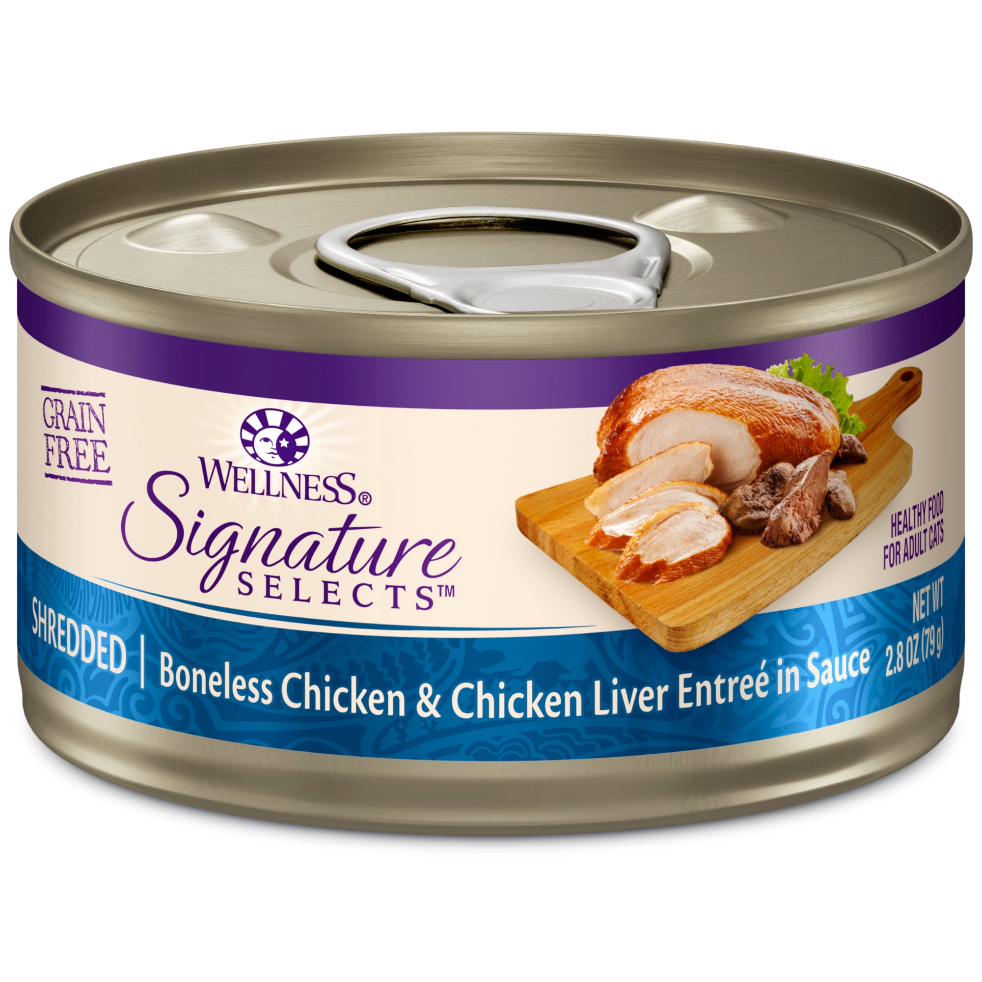 Wellness CORE Signature Selects Shredded Adult Canned Wet Cat Food, Natural, Protein Rich, Grain Free, Chicken Entrée Recipe, 2.8 oz, Pack of 12 Cans