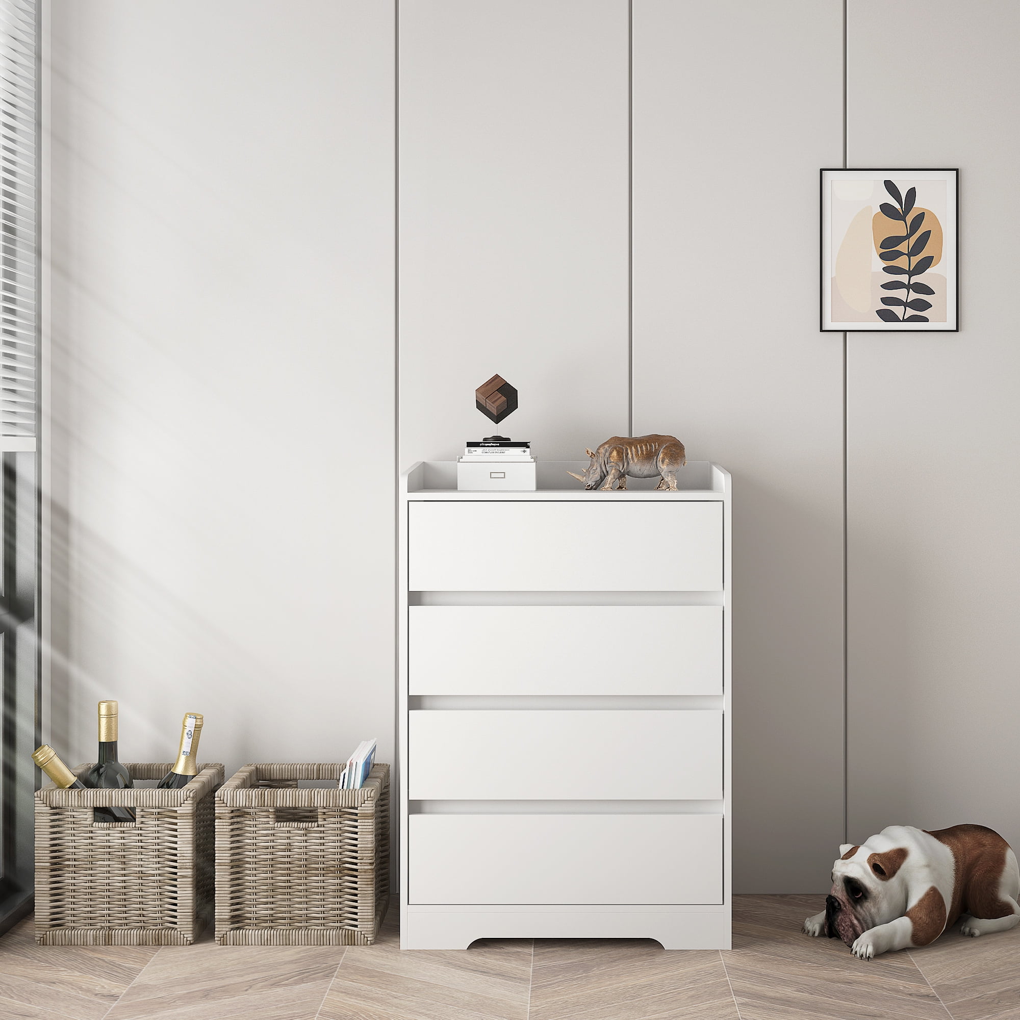 Kepooman 4 Drawer Modern Vertical Dresser, White Freestanding Storage Cabinet for Bedroom Living Room Entryway Kepooman 4 Drawer Modern Vertical Dresser, White Freestanding Storage Cabinet for Bedroom Living Room Entryway