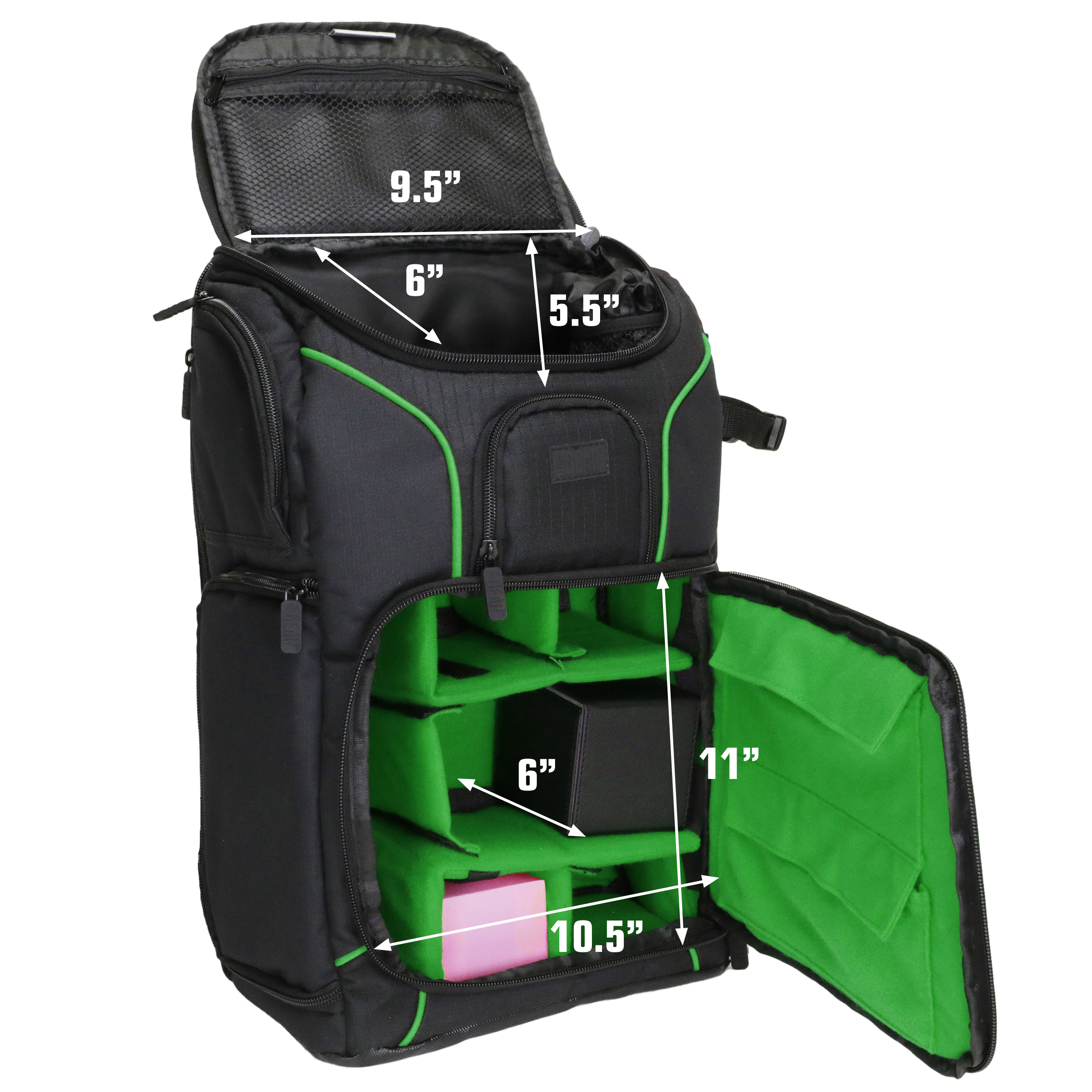 USA Gear MTG Backpack Compatible with Magic the Gathering, Playmat, Customizable Interior (Green)