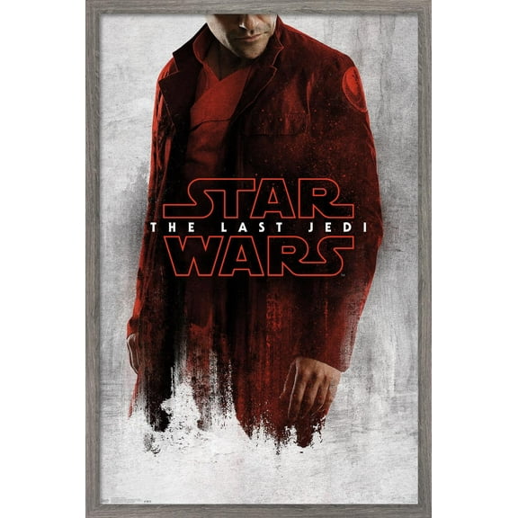 Star Wars: The Last Jedi - Red Poe Wall Poster, 14.725" x 22.375", Framed