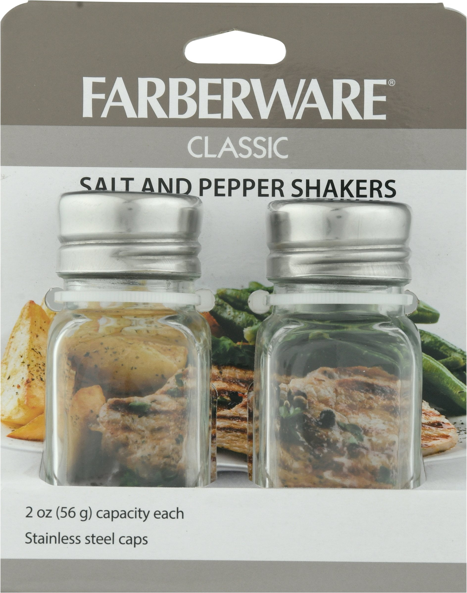 Farberware 5216093 Salt and Pepper Shakers Glass/Stainless Steel 