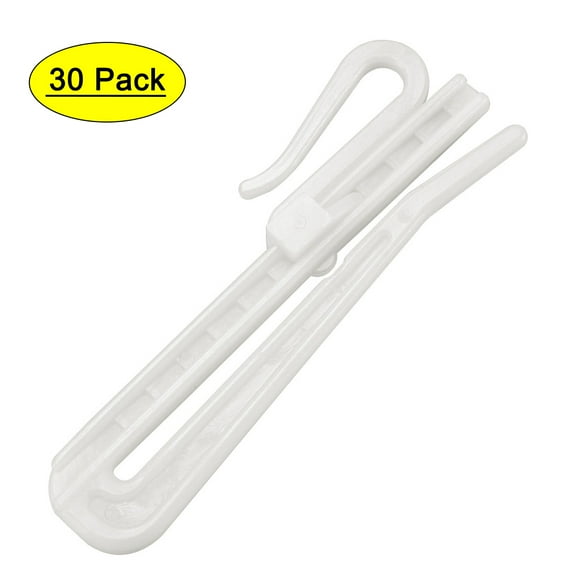 Uxcell 2.76" Curtain Hooks Adjustable Depth Plastic White 30 Pack