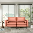 thumbnail image 2 of Costway Modern Loveseat 2-Seat Sofa Couch w/ 2 Bolsters Side Storage Pocket Coral Pink, 2 of 11