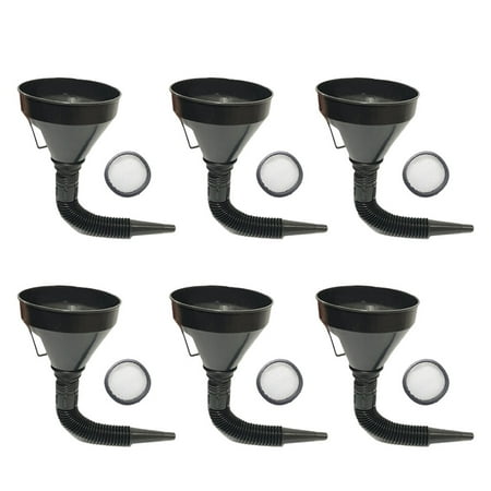 

Mizh 6Pcs Professional Thickened Engine Oil Fluids Gasoline Liquids Kerosene Funnel Auto Motorcycle Plastic Funnel with Mesh Screen Filter(Black)