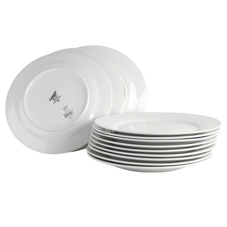 Gibson Home Noble Court 12 Piece Dinner Plate Set in White