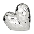 thumbnail image 6 of 12" x 11" Silver Porcelain Ceramic Dimensional Angled Origami Inspired Heart Sculpture with Faceted Exterior, by DecMode, 6 of 7