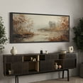 thumbnail image 3 of Large Framed Canvas Print Forest stream in Autumn Wall Art Decorative Ready to Hang Painting for Living room Bedroom - 60"x30" Black Frame, 3 of 9