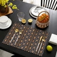 thumbnail image 4 of Boho Brown Geometric Ethnic Pattern Summer Placemats Table Placemats Set Of 4-Linen Kitchen Washable Placemats Table Mats 11.8"x17.7" Non-Slip Heat Resistant, 4 of 6