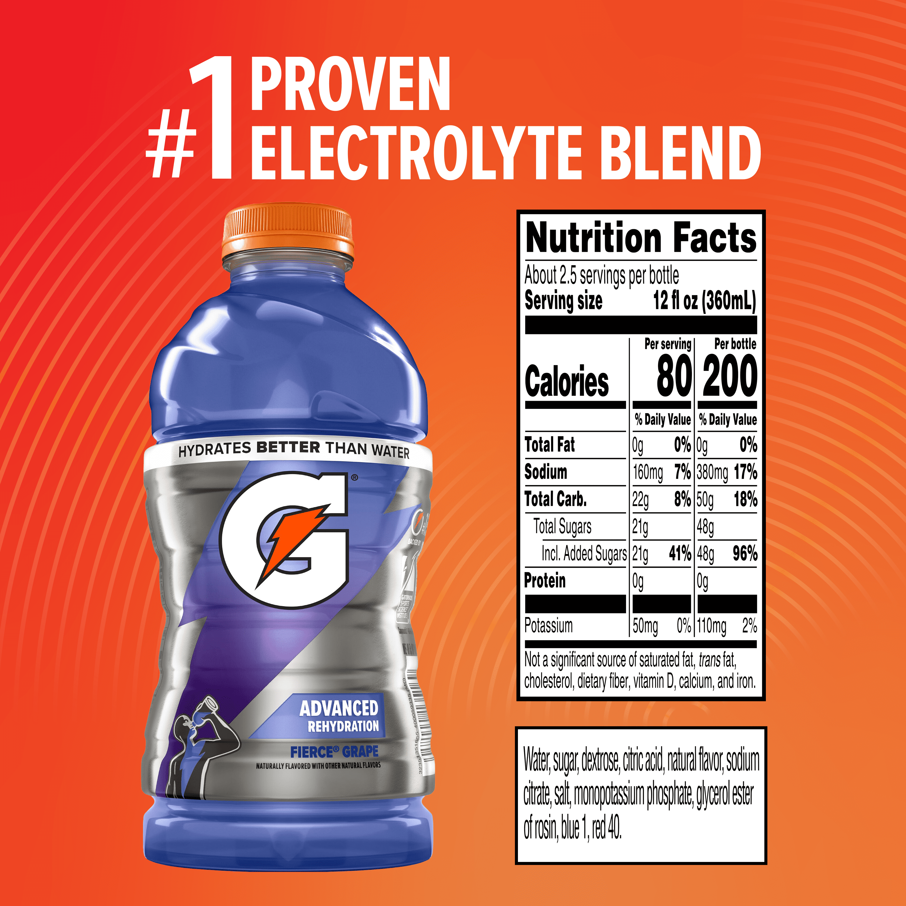 Gatorade Thirst Quencher Fierce Grape Bottled Sports Drink, 28 fl oz, 1 Count Bottle