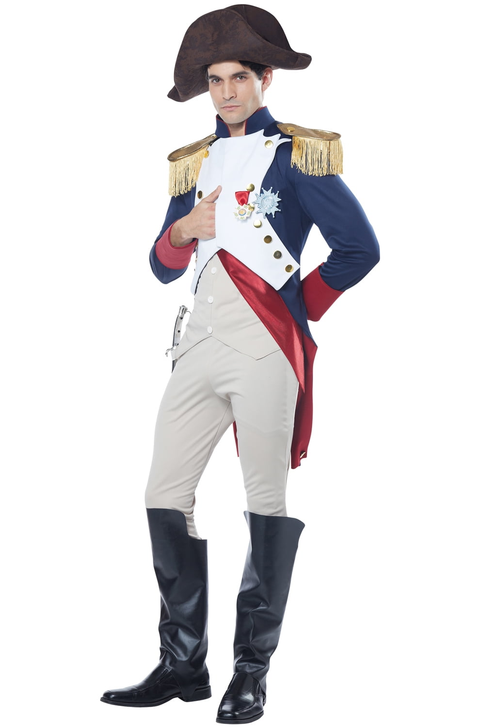 Men's Adult Napoleon French Emperor Costume Classic Jacket Vest Sash Pant Hat 