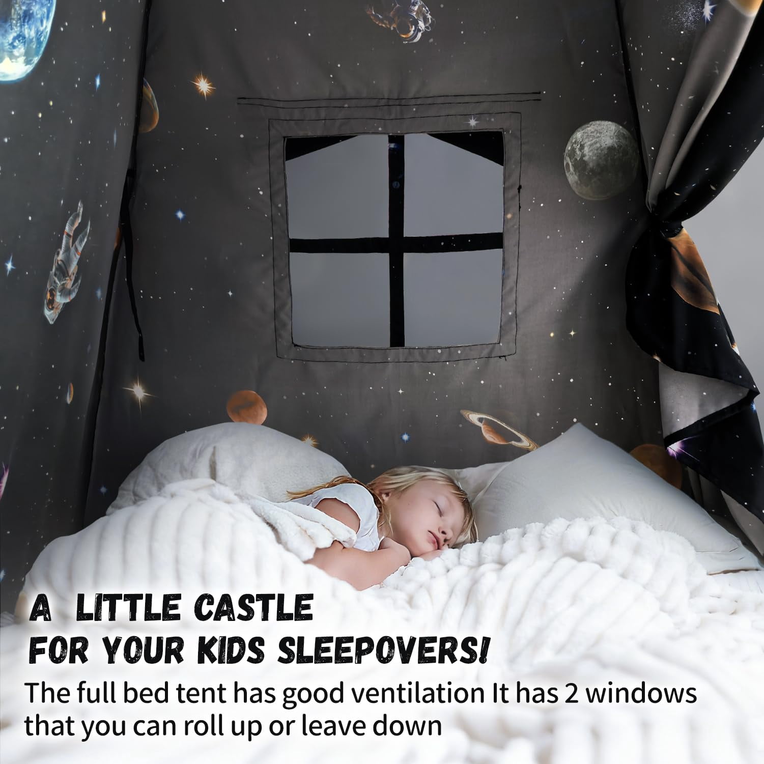 Full Bed Tent  Indoor Space Sleeping Playhouse Blackout Bunk Tents Size (galaxy Tent) For Girl Birthday House Gift