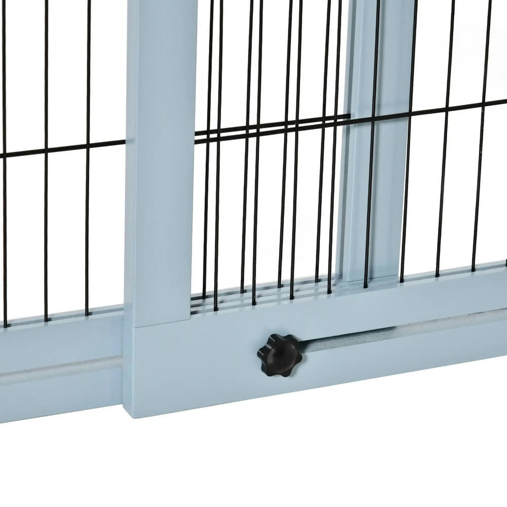 Resenkos 72" W x 27.25" H Extra Wide Freestanding Pet Gate with Adjustable Length Dog, Cat, Barrier, Gray
