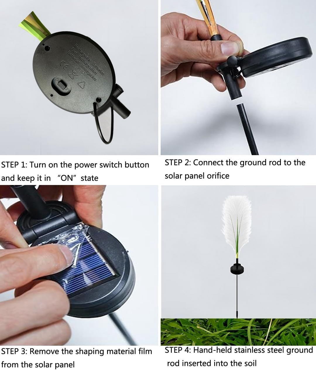 Solar Garden Lights Outdoor Waterproof 4 Pack Solar Flower Lights Decorative Landscape Lighting Pathway Patio Yard Decor Solar Reed Garden Lights