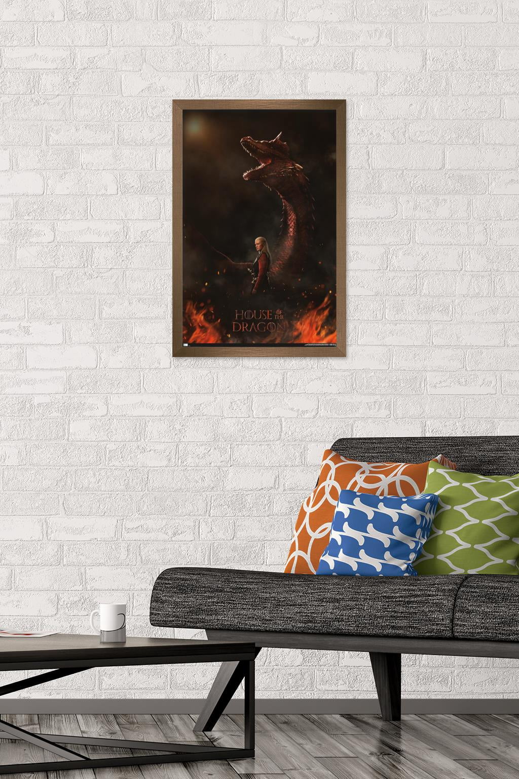 House of the Dragon - Daemon Dragon One Sheet Wall Poster, 14.725" x 22.375" Framed
