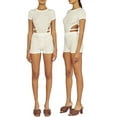 thumbnail image 1 of KelaJuan Women's Summer Short Skinny Jumpsuit Short Sleeve O Neck Hollow Floral Bodysuits Pants Suit, 1 of 7
