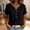 Black, variant on Women's Linen Shirt Casual Summer Tops For Women V Neck Tshirt with Button Decor Beach Vacation T-shirt Going Out Top Short Sleeve Shirts for Women Green XXL