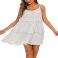 thumbnail image 4 of PENGXIANG Femmes Couches Volants Gâteau Robe Paillettes Spaghetti Sangle Mini Robe Backless Parti Danse Robe Cami, 4 of 7