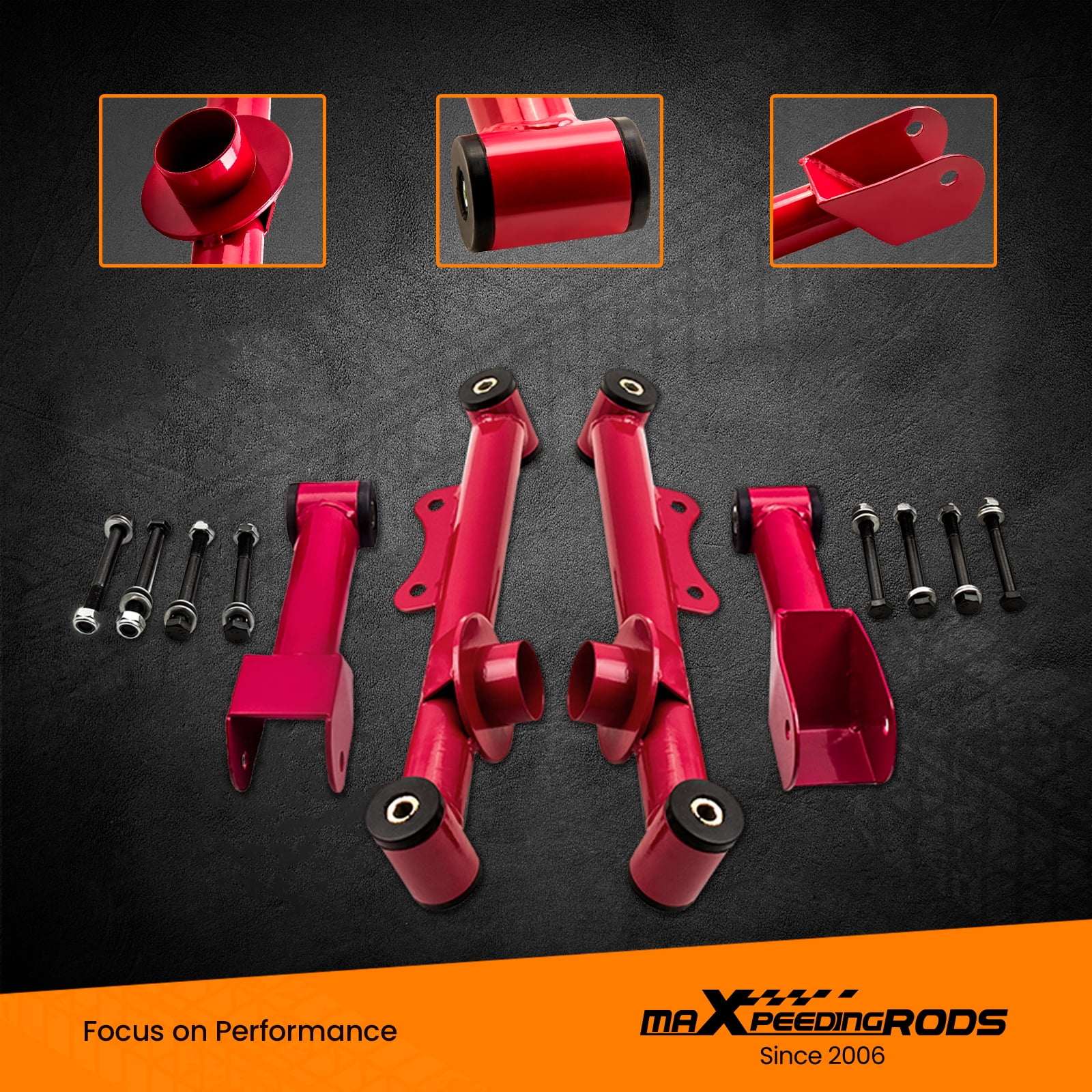 Maxpeedingrods 4X Rear Upper Lower Control Arms for Ford Mustang 4/6/8CYL GT LX 1979-2004 Fit Mercury Capri Tubular Control Bar