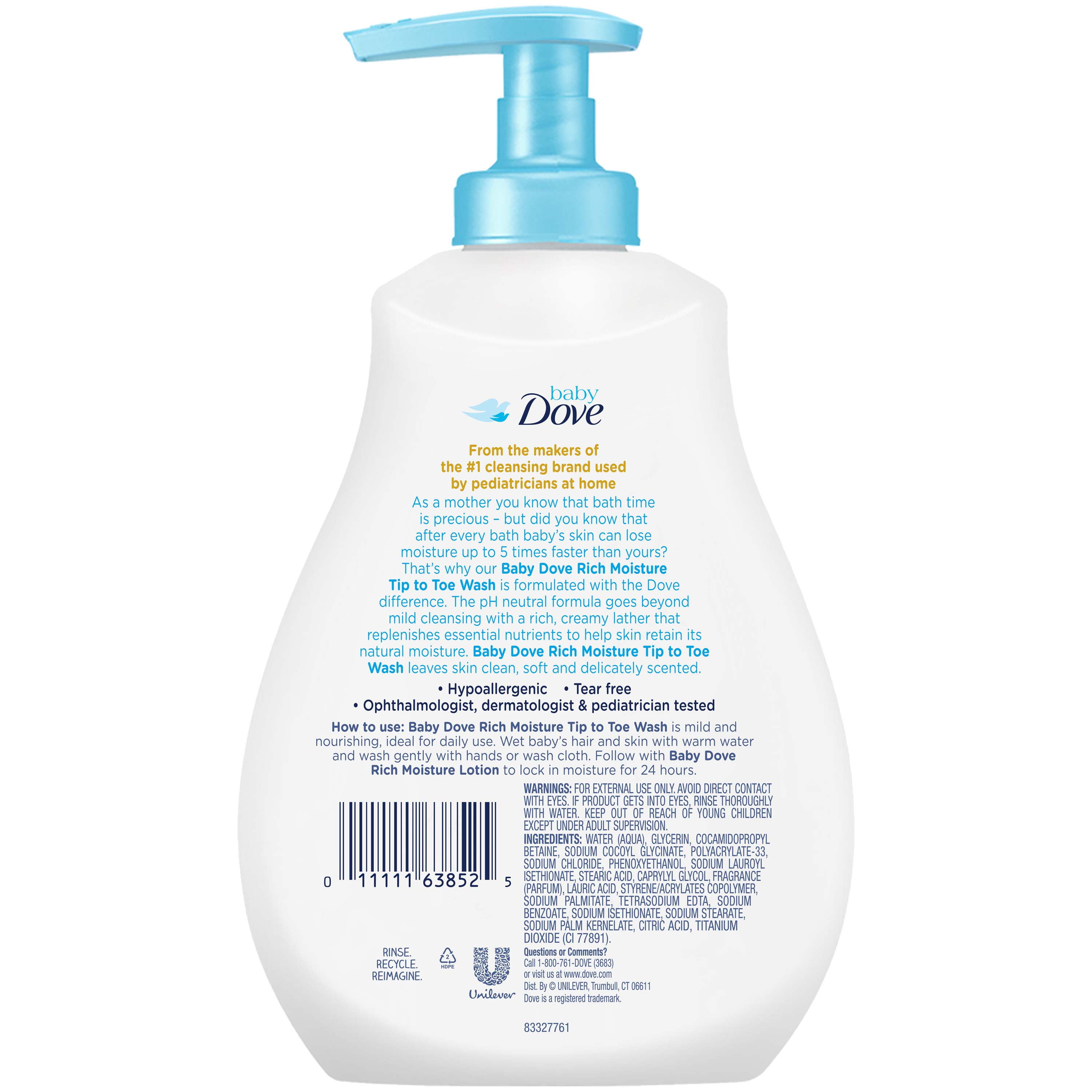 Baby Dove Tip To Toe Wash 3 x 13 oz. - Rich Moisture
